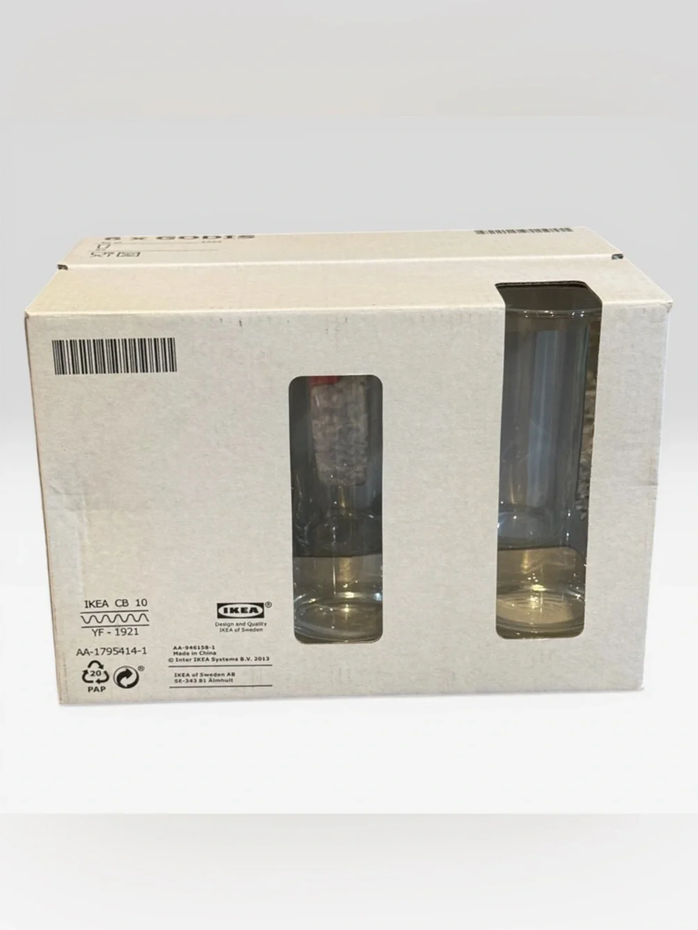 IKEA Godis Clear Stackable Drinking Glasses Tumblers 14 oz. New in Box Set Of 6